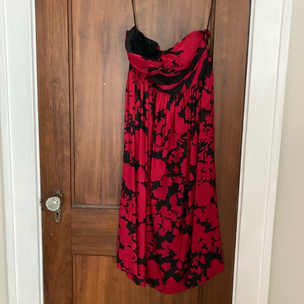 Tibi strapless floral and zebra print dress